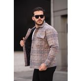 Miron Kiremit Bej Kareli Kapitone Detaylı Regular Fit Ceket-2453