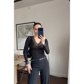MİROR Kadın Siyah Danteli Kaşmir Bluz