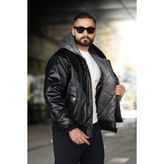 MİS MODA ERKEK ÇİFT TARAFLI KAPÜŞONLU KIŞLIK DERİ MONT