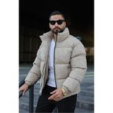 MİS MODA ERKEK FLOK ŞAL DESENLİ KIŞLIK ŞİŞME MONT