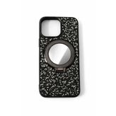 Miscase iPhone 11 ile Uyumlu Stantlı Aynalı Taşlı Telefon Kılıfı, Siyah