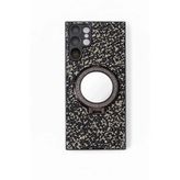 Miscase Samsung Galaxy S24 Ultra ile Uyumlu Stantlı Aynalı Taşlı Telefon Kılıfı, Siyah