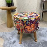 Miskin Puf, Retro, Ahşap, Naturel Ayak