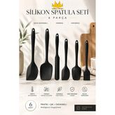 Missclean Siyah Isıya Dayanıklı Yanmaz Yapışmaz Silikon Spatula Seti 6 Parça Mutfak Gereçleri