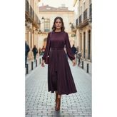 Misswhence 39842 Cupro Elbise Bordo
