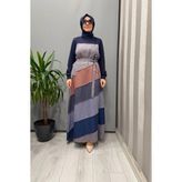 Misswhence Patchwork Elbise Lacivert 38832