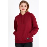 Mmetalic Kadın Bej Kapüşonlu Basic Örme Sweatshirt - XL - Bordo