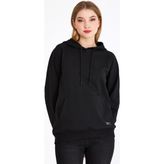 MMetalic Kadın Siyah Kapüşonlu Basic Örme Sweatshirt