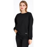MMetalic Kadın Siyah Renk Basic Bisiklet Yaka Sweatshirt