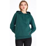 Mmetalic Kadın Yeşil Kapüşonlu Basic Örme Sweatshirt - Petrol