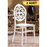 Mobetto 2 Adet Venüs Mat Beyaz Pratik Sandalye/balkon-Bahçe-Mutfak - Çok Renkli - Siyah - Plastik