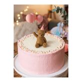 mobi dükkan Uçan Balonlu Ayıcık Pasta Süsü Pembe Şapkalı Sevimli Ayı Figürü 10 cm Doğum Günü ve Baby Shower Dekoru - Pasta Üstü Süsü