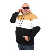 Moc Grande 22736 Vizon Büyük Beden Parçalı Kapüşonlu Erkek Sweatshirt