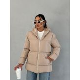 Moda Armanc Kadın Kapüşonlu Şişme Mont - Bej