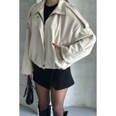 Moda Armanc Kadın Oversize Süet Bomber Ceket - Taş