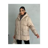 moda armanc Puffer Yarasa Şişme Bej Oversize Kadın Mont