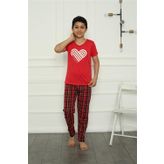 Moda Çizgi 20391 Kırmızı Penye Erkek Çocuk Pijama Takımı