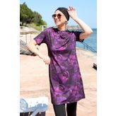 Moda Çizgi 33014 Kısa Kol Güllü Yarım Tesettür Mayo