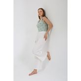 Moda Çizgi 4219 Beyaz Kalın Askılı Body Bol Paça 2'li Kadın Pantolon Takım