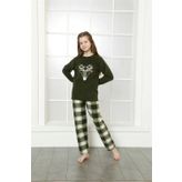 Moda Çizgi 4633 Yeşil Welsoft Polar Kız Çocuk Pijama Takımı