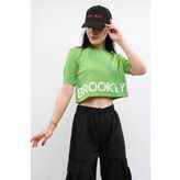 Moda Çizgi Triko Crop Yeşil