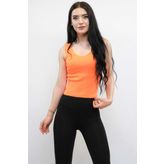 Moda Çizgi Zikzak Yaka Triko Bluz Turuncu