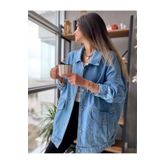 Moda Eliz Kadın Mavi Oversize Kot Ceket