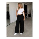 Moda Kazanç siyah kumaş bol paça pantolon