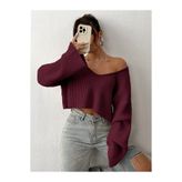 MODA MHE GENİŞ V YAKA TRİKO CROP KAZAK