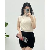Moda Morfo Sıfır Kol Vatkalı Sandy Bluz -Bej - 38