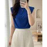 Moda Morfo Sıfır Kol Vatkalı Sandy Bluz -Saks - 36