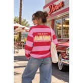 Moda Neval Kadın Oversize Çizgili Sweatshirt Bisiklet Yaka
