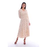 Moda Tuğram Kadın Bej Desenli Maxi Elbise