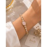 Moda Vintage Model Pembe Taşlı Gold Kol Saati