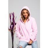 MODA VUSLAT Kadın Pembe Fermuarlı Polar
