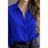 Moda Zerin Dubai Krep Kumaş Gömlek - Saks Mavisi