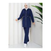moda4b Kadın 2 Parça Eşofman Takımı İki İplik Pamuk Fermuarlı Rahat N-05512 _ Lacivert