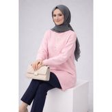 ModaAzen Pembe Bisiklet Yaka Oversize Kadın Triko Tunik