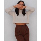 Modabella Balıkçı Yaka Crop Kazak - Krem