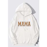 Modagen Beyaz Mama Baskılı Oversize Kapüşonlu Hamile Sweatshirt