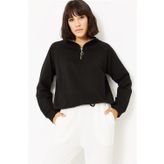 ModaHep Siyah Fermuarlı Kadın Sweatshirt