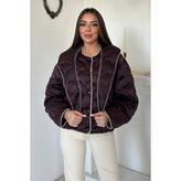 Modanı Seç Bordo Süs Dikiş Detaylı Mont