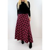 Modaonna Bordo Ekose Maxi Etek - L