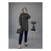 MODASPARK Antrasit Bisiklet Yaka Oversize Kadın Triko Kazak Tunik