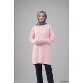 MODASPARK Pembe Bisiklet Yaka Oversize Triko Kazak Tunik