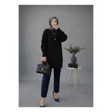 MODASPARK Siyah Bisiklet Yaka Oversize Triko Kazak Tunik