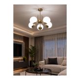 Modavize Aura Modern Tasarımlı 5'lİ Eskitme Renkli Beyaz Camlı Salon, Mutfak, Oturma Odası Avizesi