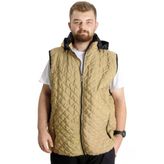 Mode XL Büyük Beden Erkek Yelek Kapüşonlu Kapitone 23710 Sütlü Kahve