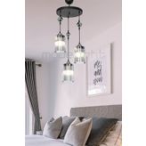 Modelight Ceylin 3Lu Siyah Optik Fume Camli Avize