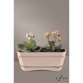 Modern Balkon Saksısı 5 Litre Bej Latte 35CM Tabaklı Delikli Plastik Saksı No1